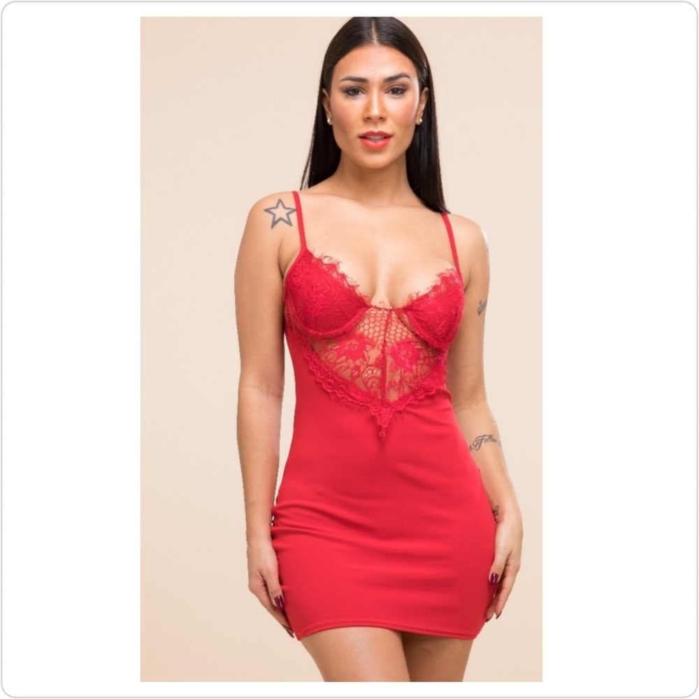 💢 SUMMER SEXY MINI ROSE RED  DRESS 💢